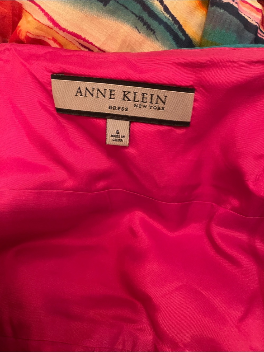 Anne Klein Hot Pink Women’s Formal Dress with Multicolor Trim